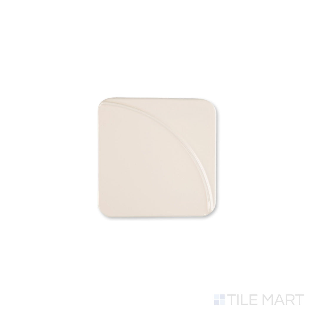 Curves Mandala Ivory 6x6 glossy ceramic tile shown from above, highlighting its delicate mandala design and soft ivory gloss perfect for decorative walls