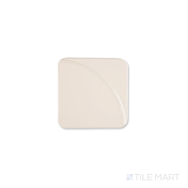 Curves Mandala Ivory 6x6 glossy ceramic tile shown from above, highlighting its delicate mandala design and soft ivory gloss perfect for decorative walls