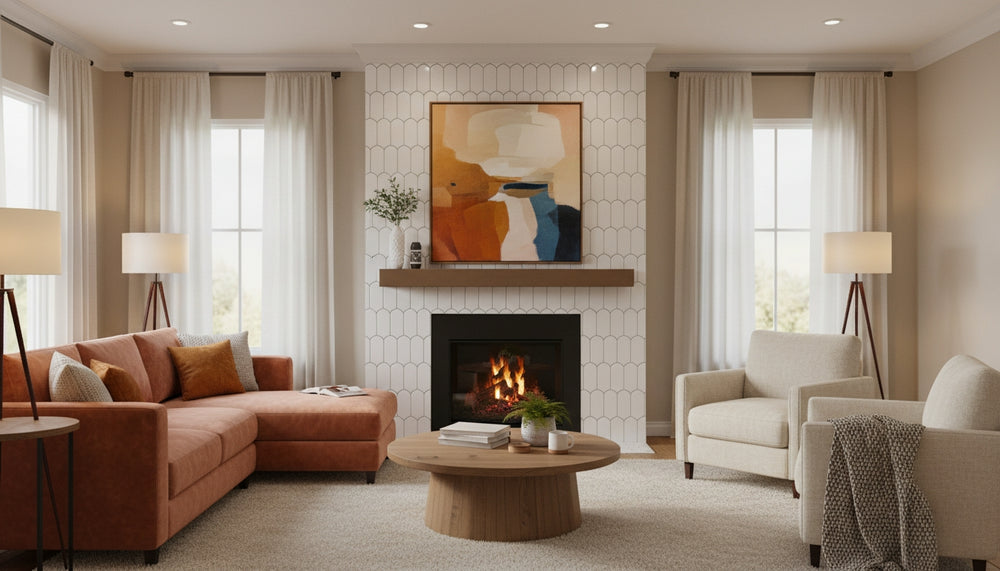 Curves Clara Ice 2.5x6 glossy ceramic tile applied in a lifestyle environment, displaying its glossy white finish and sleek, elongated format