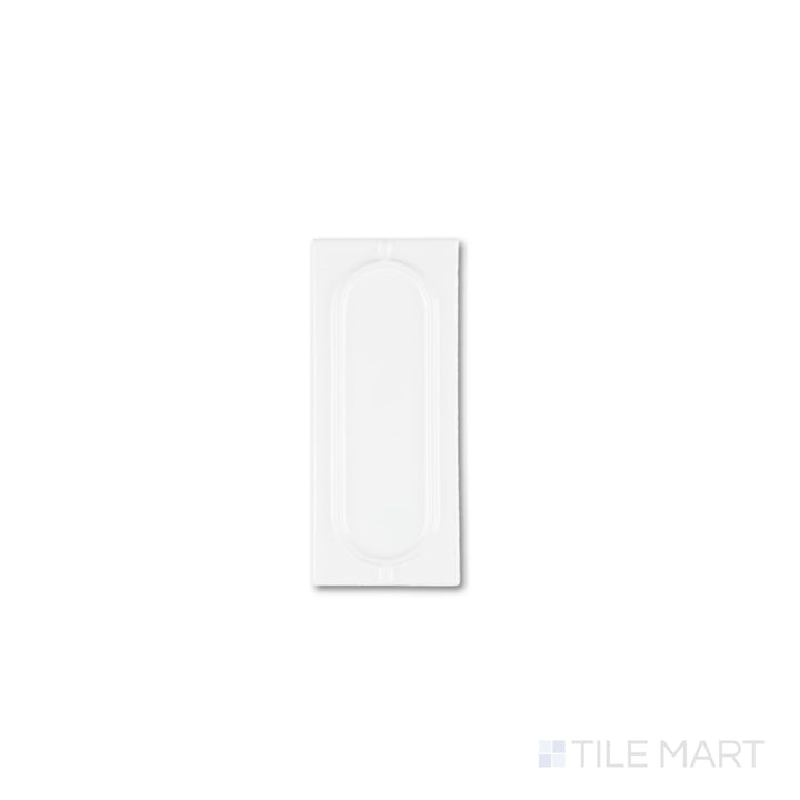 Curves Sophee Ice 2.5x6 glossy ceramic tile shown from above, featuring a crisp ice tone and elegant glossy sheen