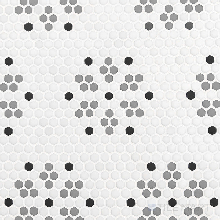 Geometro Bayeux Classic 3/8" Hexagon Matte Recycled Glass Mosaic