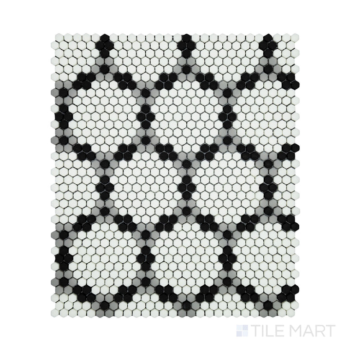 A refined look at Geometro Bourges Classic 3/8" Hexagon Matte Recycled Glass Mosaic, where a geometric hexagon pattern meets a velvety matte texture.