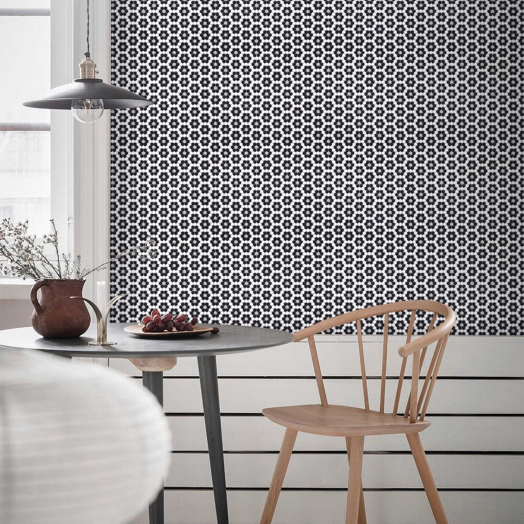 A subtle hexagon pattern in a soft matte finish creates a refined and contemporary feel, enhancing interiors with Geometro Dijon Classic 3/8" hexagon matte recycled glass mosaic.