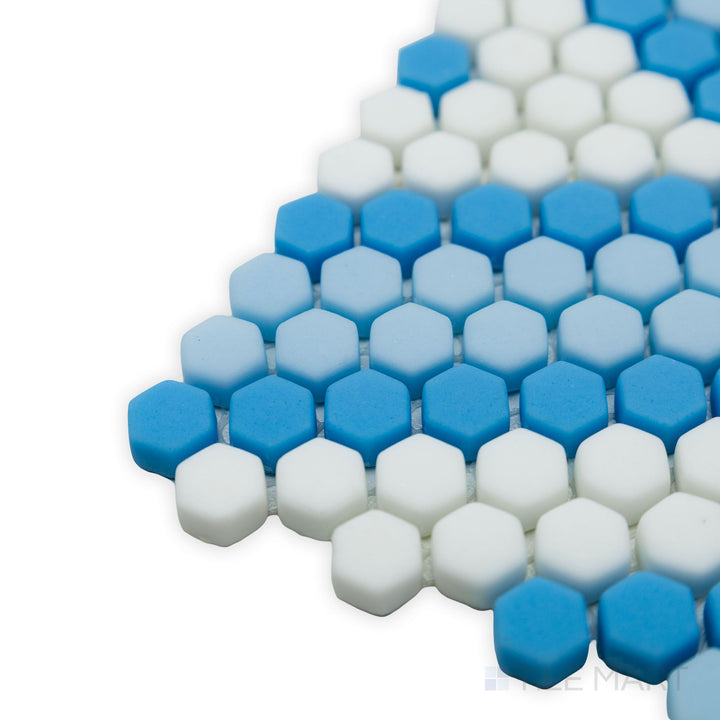 Geometro Amiens Coastal 3/8" Hexagon Matte Recycled Glass Mosaic