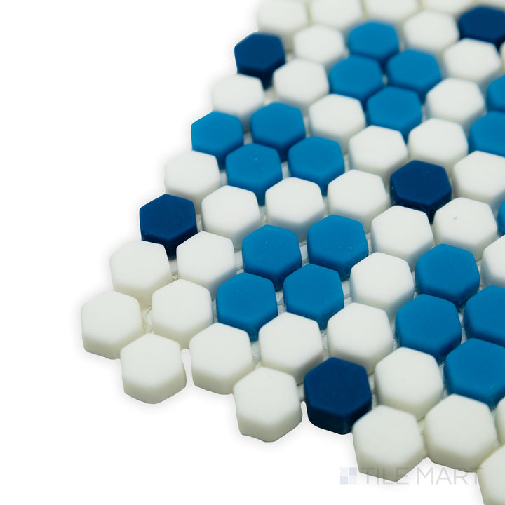 Geometro Bayeux Coastal 3/8" Hexagon Matte Recycled Glass Mosaic