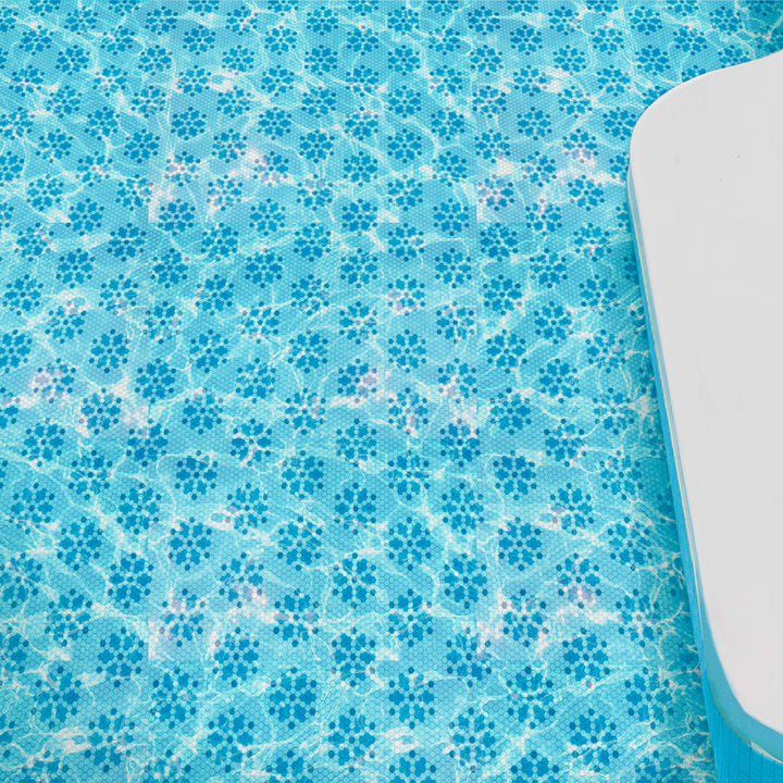 Coastal-inspired tones and a matte finish bring a refreshing, oceanic feel to Geometro Bayeux Coastal hexagon recycled glass mosaic.