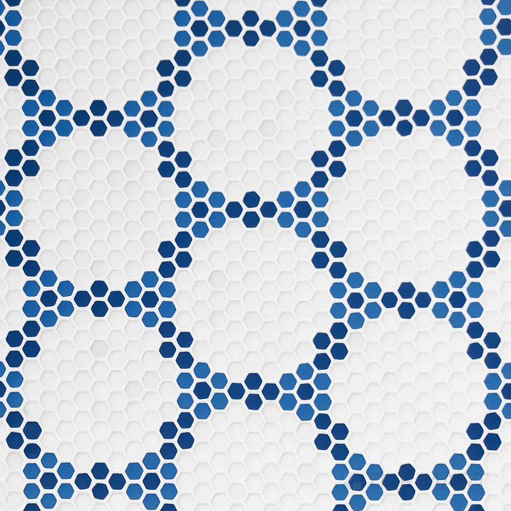 Geometro Bourges Coastal 3/8" Hexagon Matte Recycled Glass Mosaic