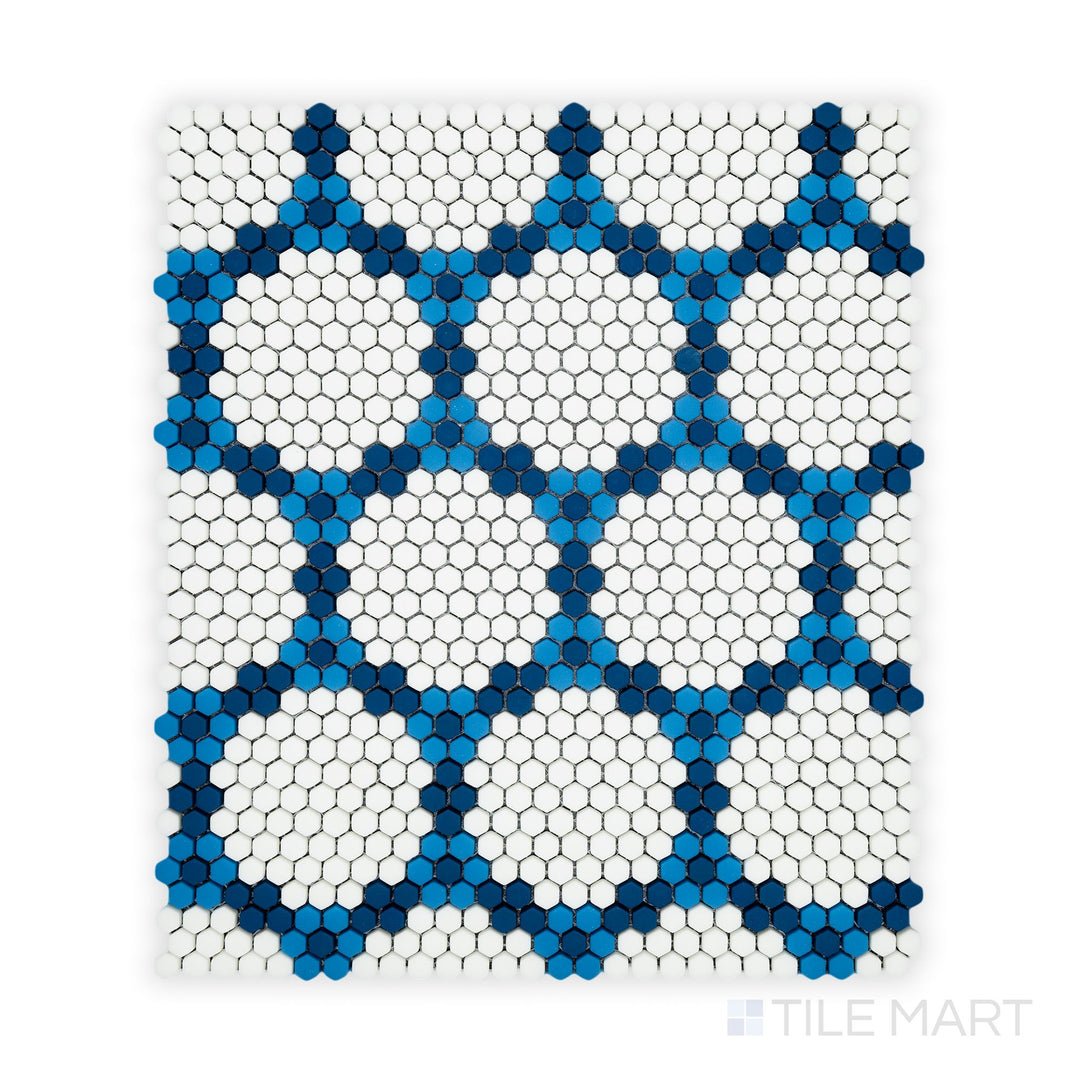 Geometro Bourges Coastal 3/8" Hexagon Matte Recycled Glass Mosaic