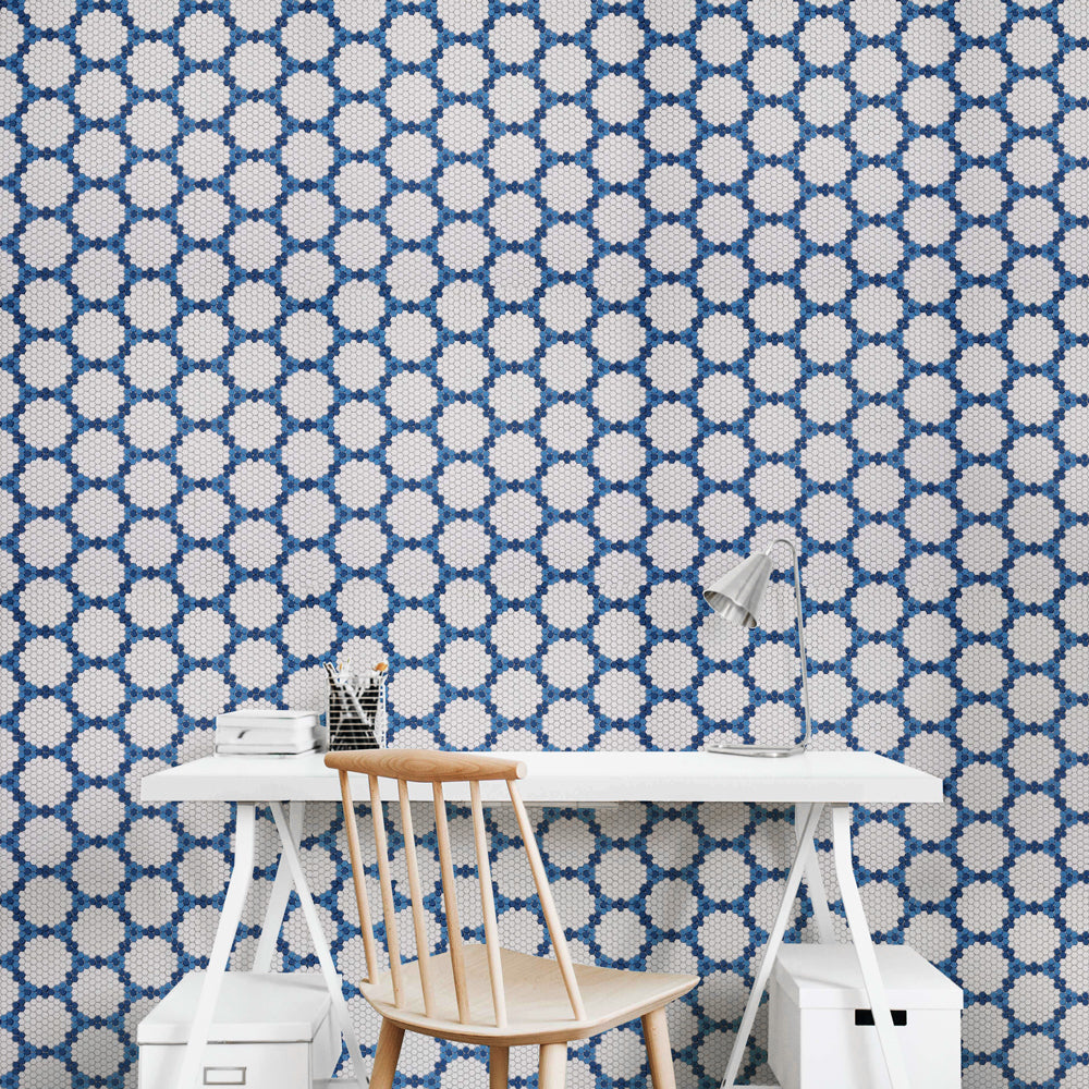 Geometro Bourges Coastal 3/8" Hexagon Matte Recycled Glass Mosaic