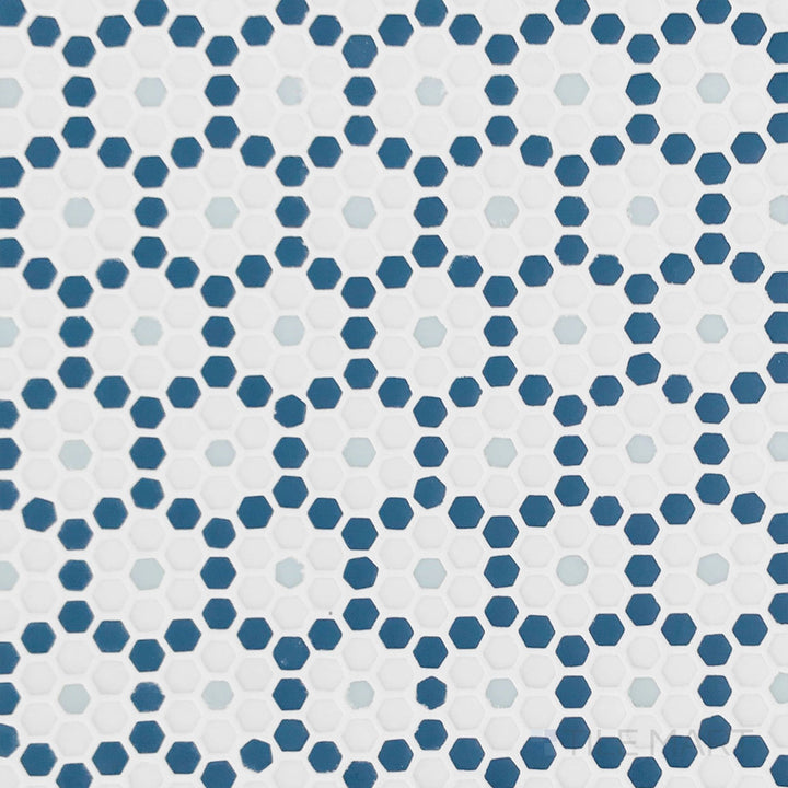 Geometro Dijon Coastal 3/8" Hexagon Matte Recycled Glass Mosaic