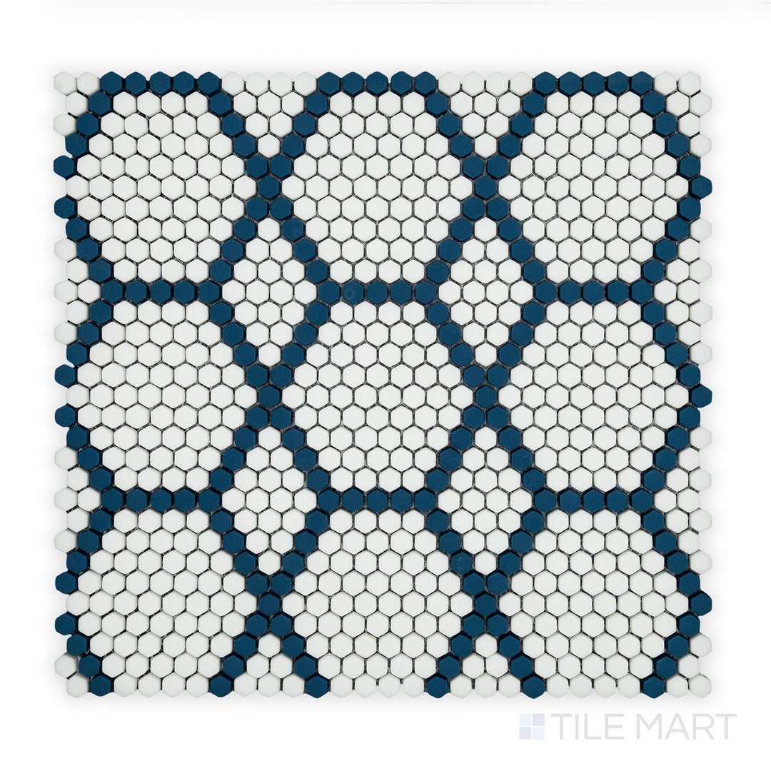 Geometro Tulle Coastal 3/8" Hexagon Matte Recycled Glass Mosaic