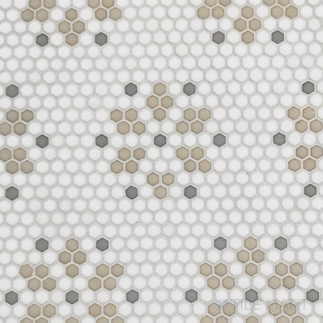 Geometro Bayeux Country 3/8" Hexagon Matte Recycled Glass Mosaic