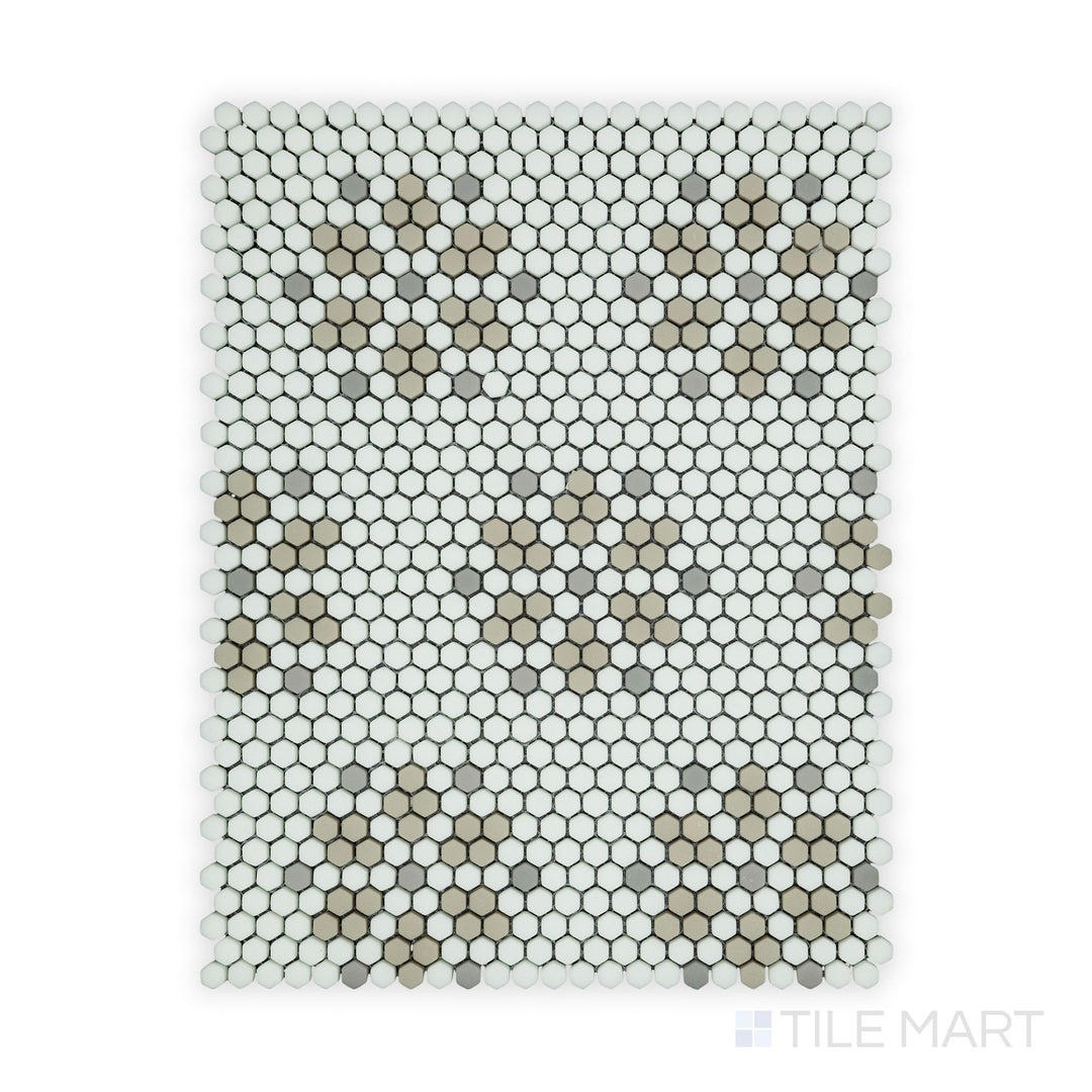 Geometro Bayeux Country 3/8" Hexagon Matte Recycled Glass Mosaic