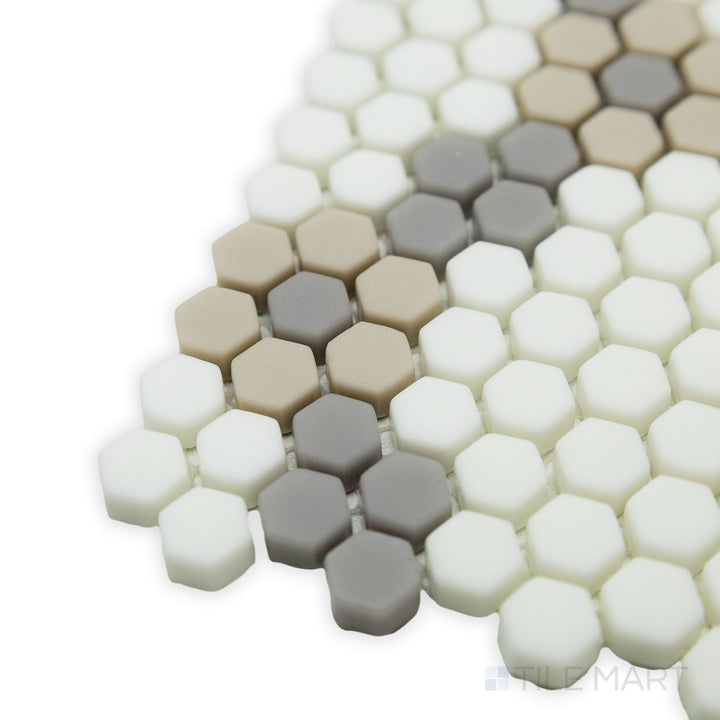 Geometro Bourges Country 3/8" Hexagon Matte Recycled Glass Mosaic