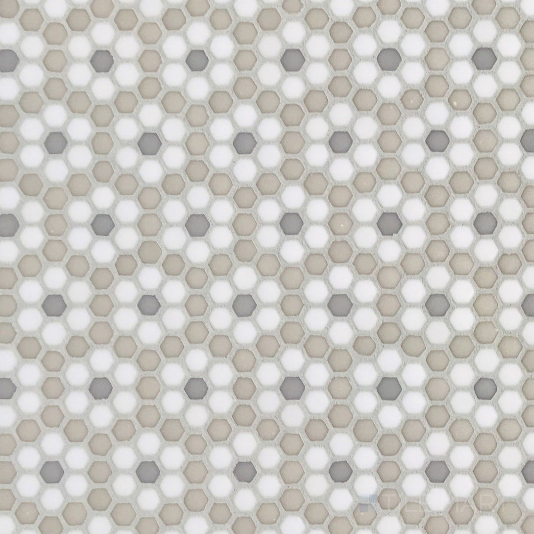 Geometro Dijon Country 3/8" Hexagon Matte Recycled Glass Mosaic