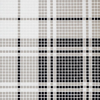 Flat-lay shot of Geometro Highland Preston matte recycled glass mosaic, offering a sophisticated layout with a sleek matte finish.