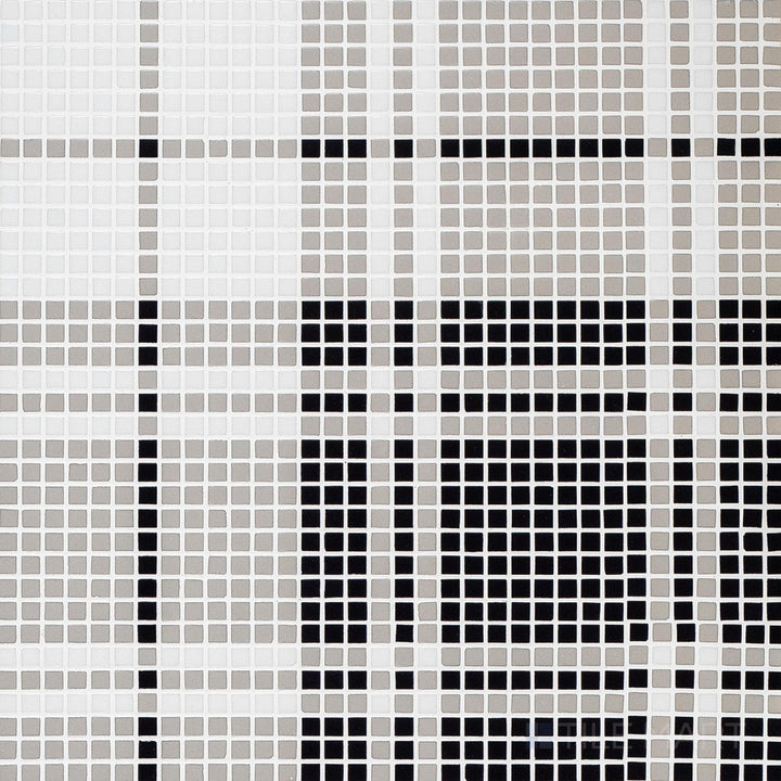 Flat-lay shot of Geometro Highland Preston matte recycled glass mosaic, offering a sophisticated layout with a sleek matte finish.