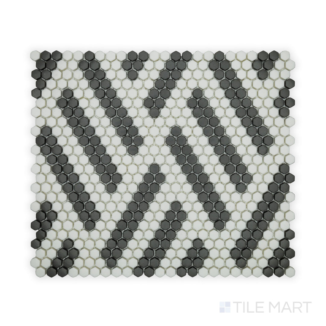 Geometro Missoni Zip 3/8" Hexagon Matte Recycled Glass Mosaic