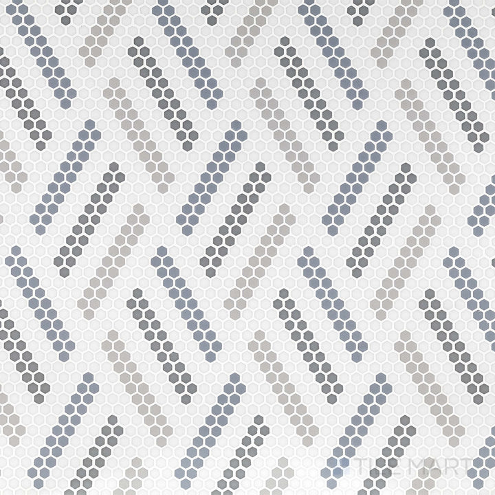 Geometro Missoni Retro 3/8" Hexagon Matte Recycled Glass Mosaic