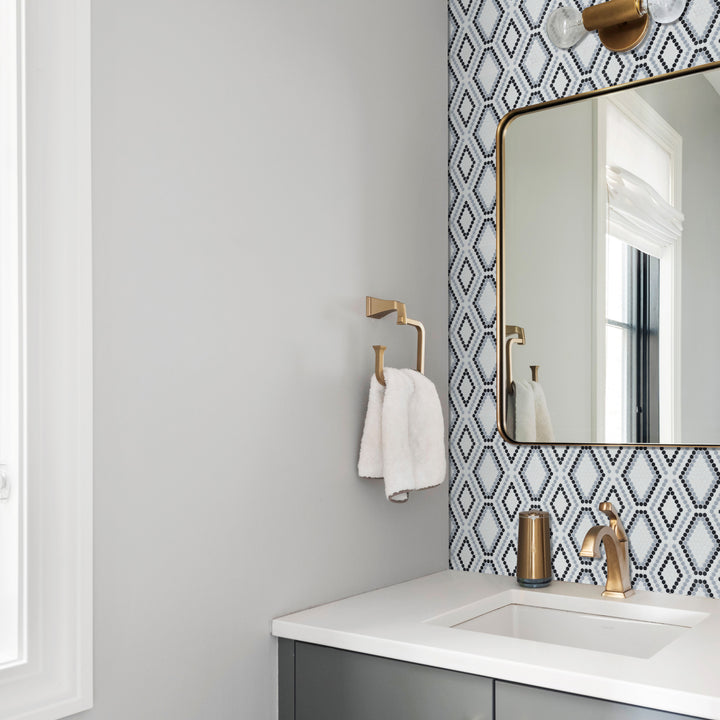 Geometro Python Hopi matte recycled glass mosaic features earthy tones and a sleek hexagonal layout, balancing natural beauty with modern sustainability.