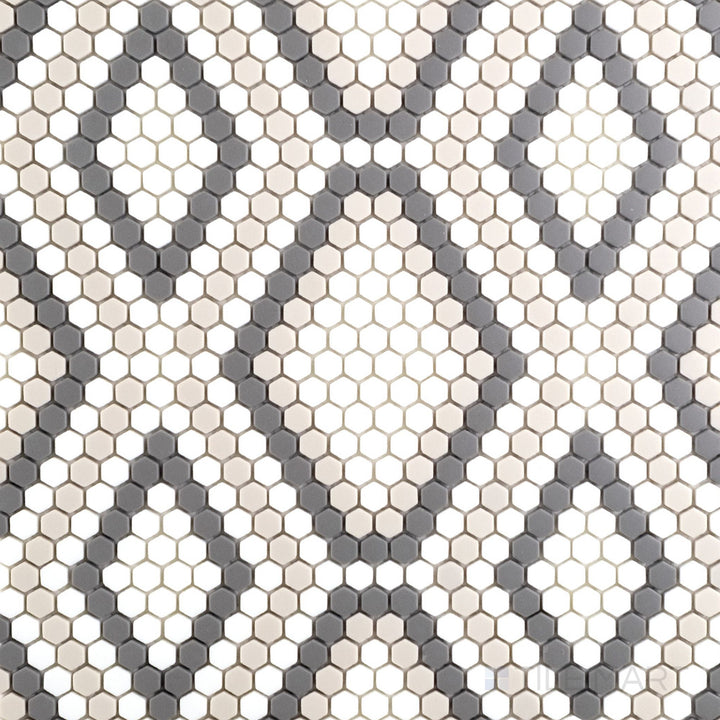 Geometro Python Hydra recycled glass mosaic with a matte finish and modern geometric pattern