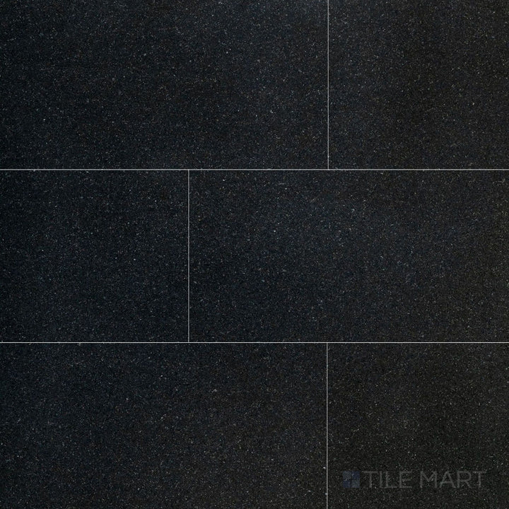 Absolute Black Granite 12x24 polished tile shown in full, offering a high-gloss surface with intense black depth and sleek refinement.