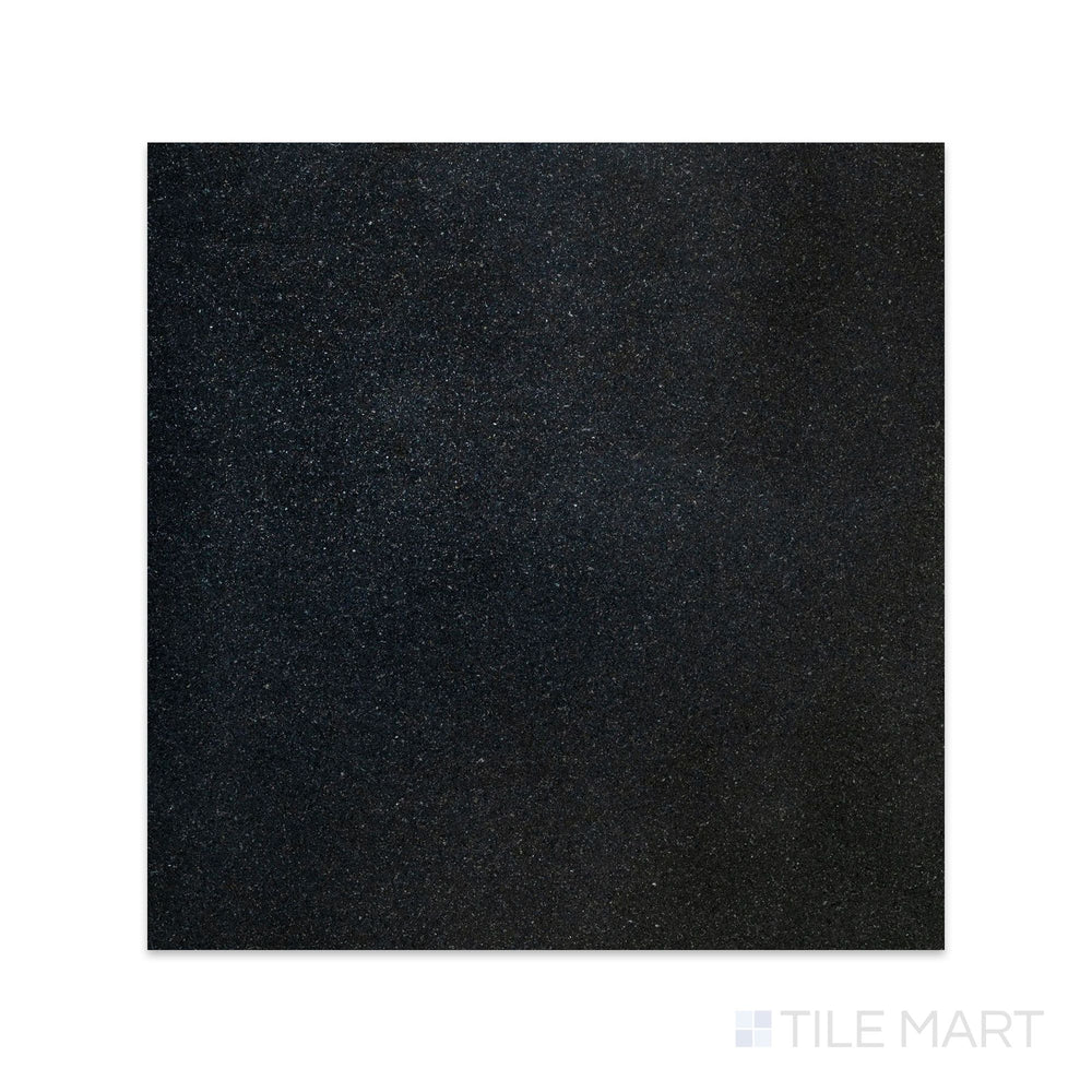 Flat-lay view of Absolute Black Granite 18x18 polished tile, showing a pristine black surface with high reflectivity and elegant shine.