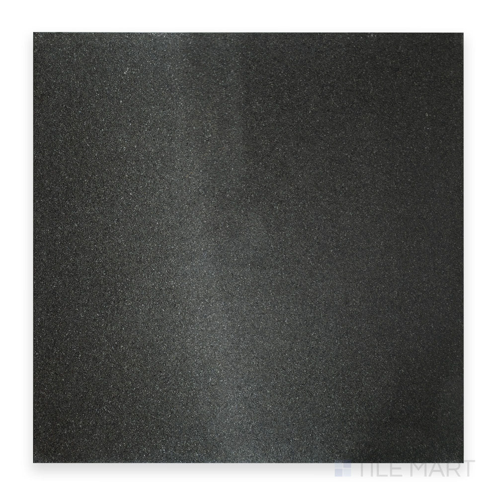 Detailed view of Absolute Black Granite 24X24 Flamed, showcasing its rugged texture and deep black tones.