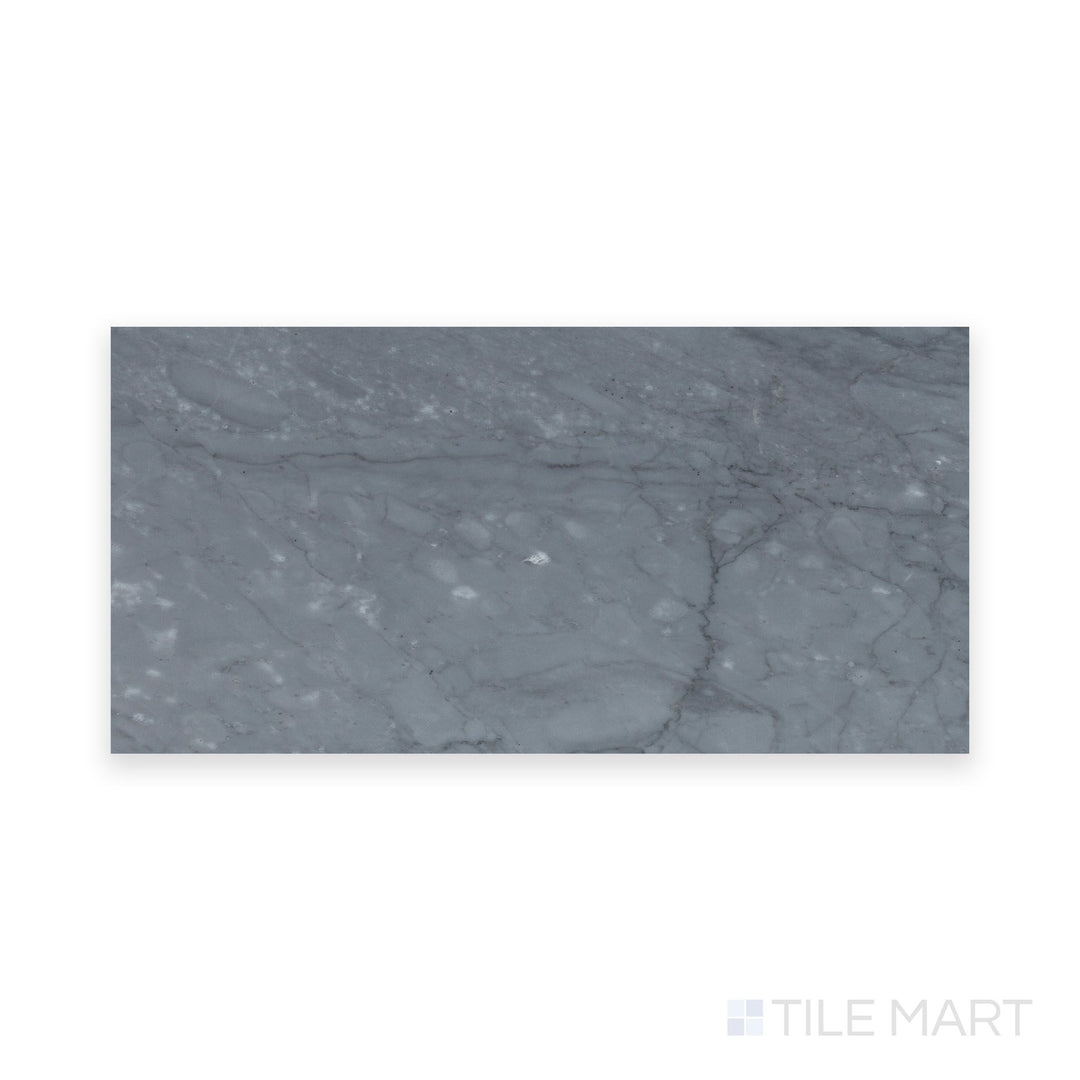 Detailed view of Bardiglio Imperiale Bluish Grey 4X12 Polished Marble, highlighting its glossy finish and elegant bluish-grey tones.