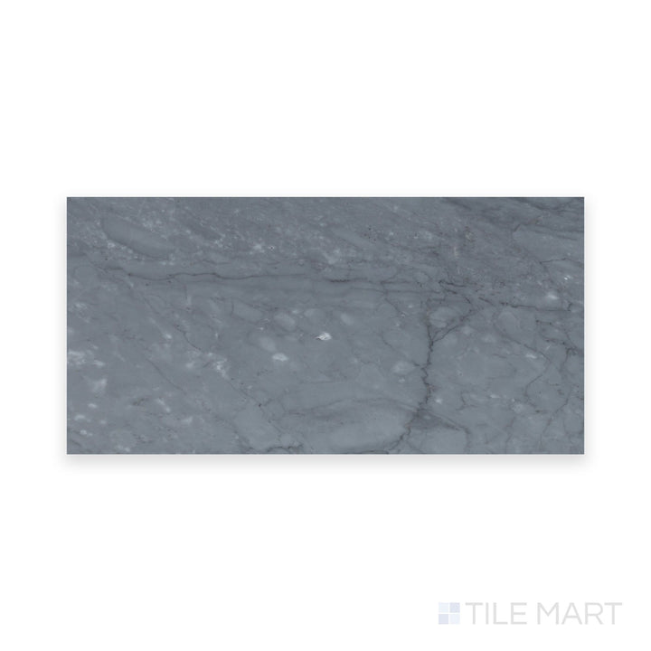 Detailed view of Bardiglio Imperiale Bluish Grey 4X12 Polished Marble, highlighting its glossy finish and elegant bluish-grey tones.