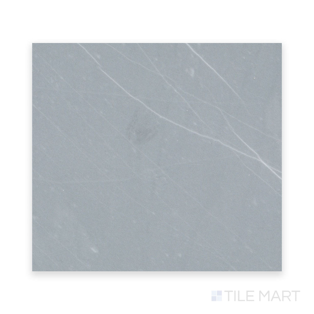 A precise close-up of Bardiglio Imperiale Bluish Grey 12X12 Polished Marble, showcasing its high-gloss sheen and intricate color variations.