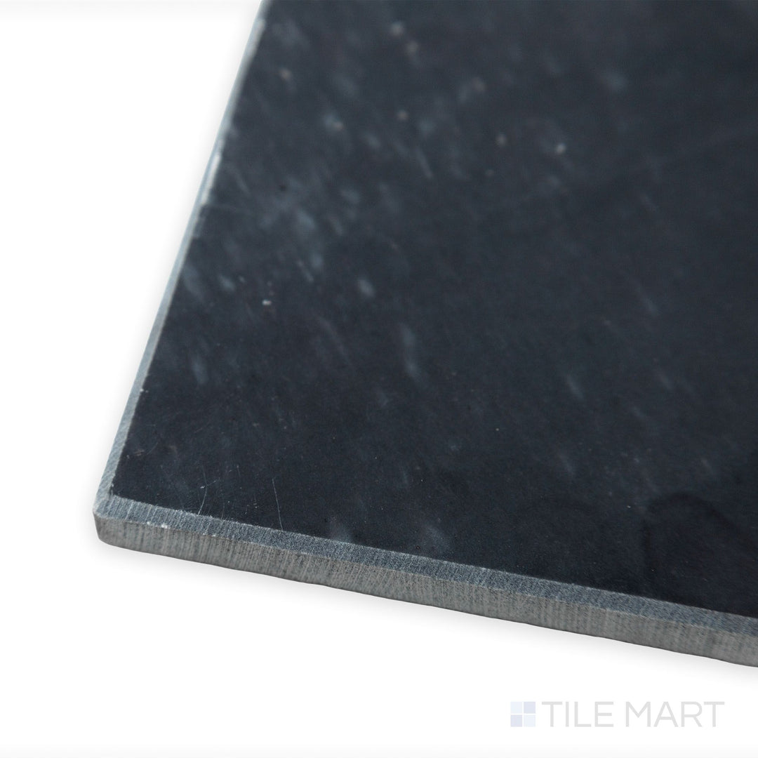 A luxurious corner shot of Bardiglio Imperiale Bluish Grey 12x12 polished marble tile, featuring its high-gloss surface that accentuates the stone's unique veining.