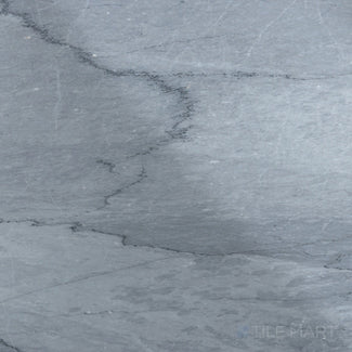 Top-down view of Bardiglio Imperiale bluish grey 18x18 polished marble tile featuring a rich grey tone with a smooth glossy surface