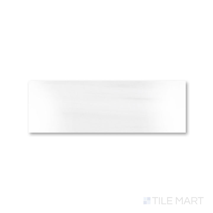 Detail of polished Bianco Dolomite marble 4x12 tile showcasing crisp veining and reflective surface