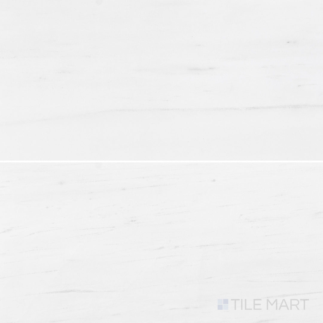 Bianco Dolomite marble 6x12 tile with a honed finish, showcasing subtle stone variation