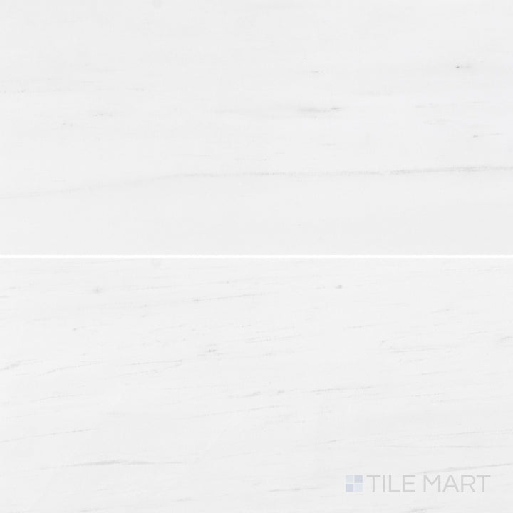 Bianco Dolomite marble 6x12 tile with a honed finish, showcasing subtle stone variation
