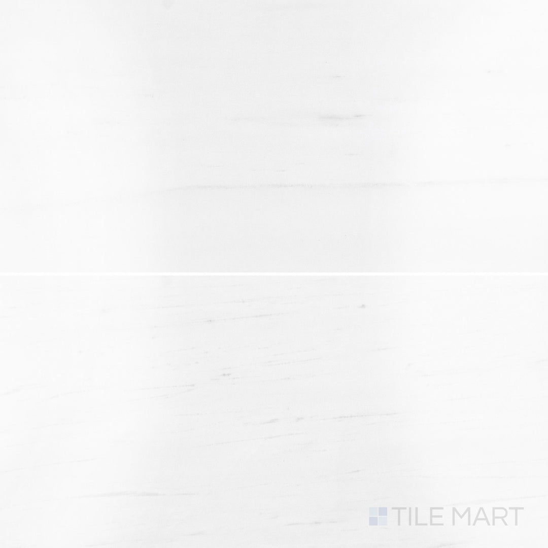 Bianco Dolomite marble 6x12 tile in a polished finish, highlighting natural veining