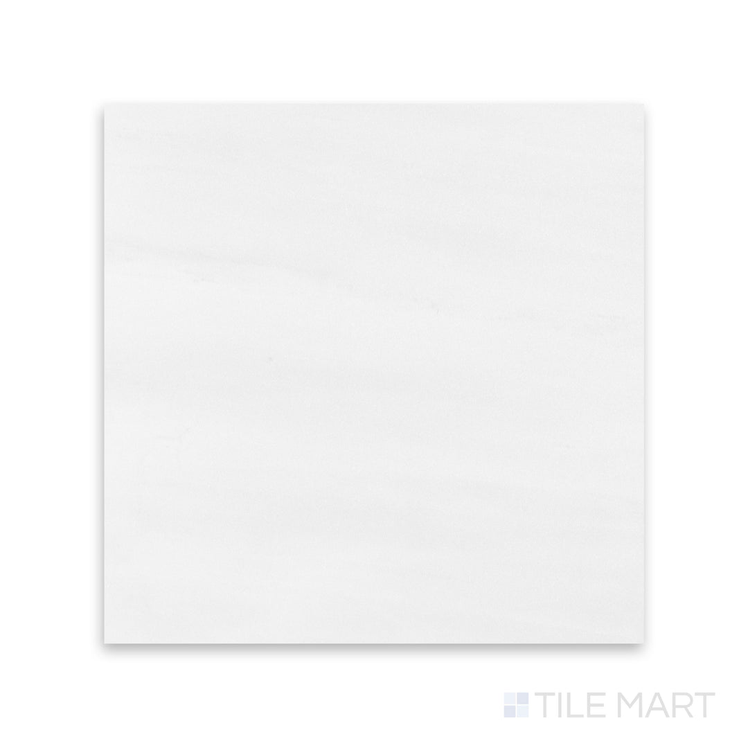 Honed Bianco Dolomite marble 12x12 tile shown in detail with soft texture and gentle veining