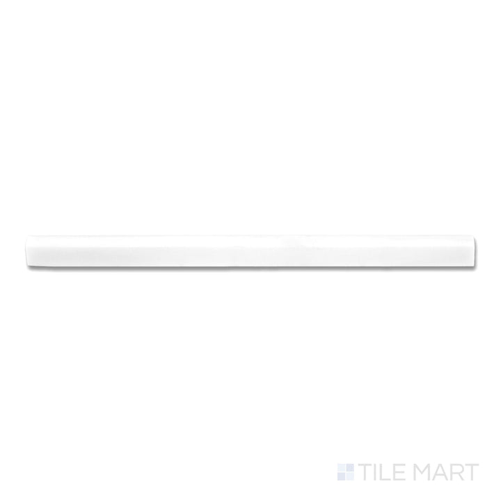 Top-down image of Bianco Dolomite Marble 0.75x12 polished standard liner, a glossy decorative trim with a light marble pattern and polished finish.