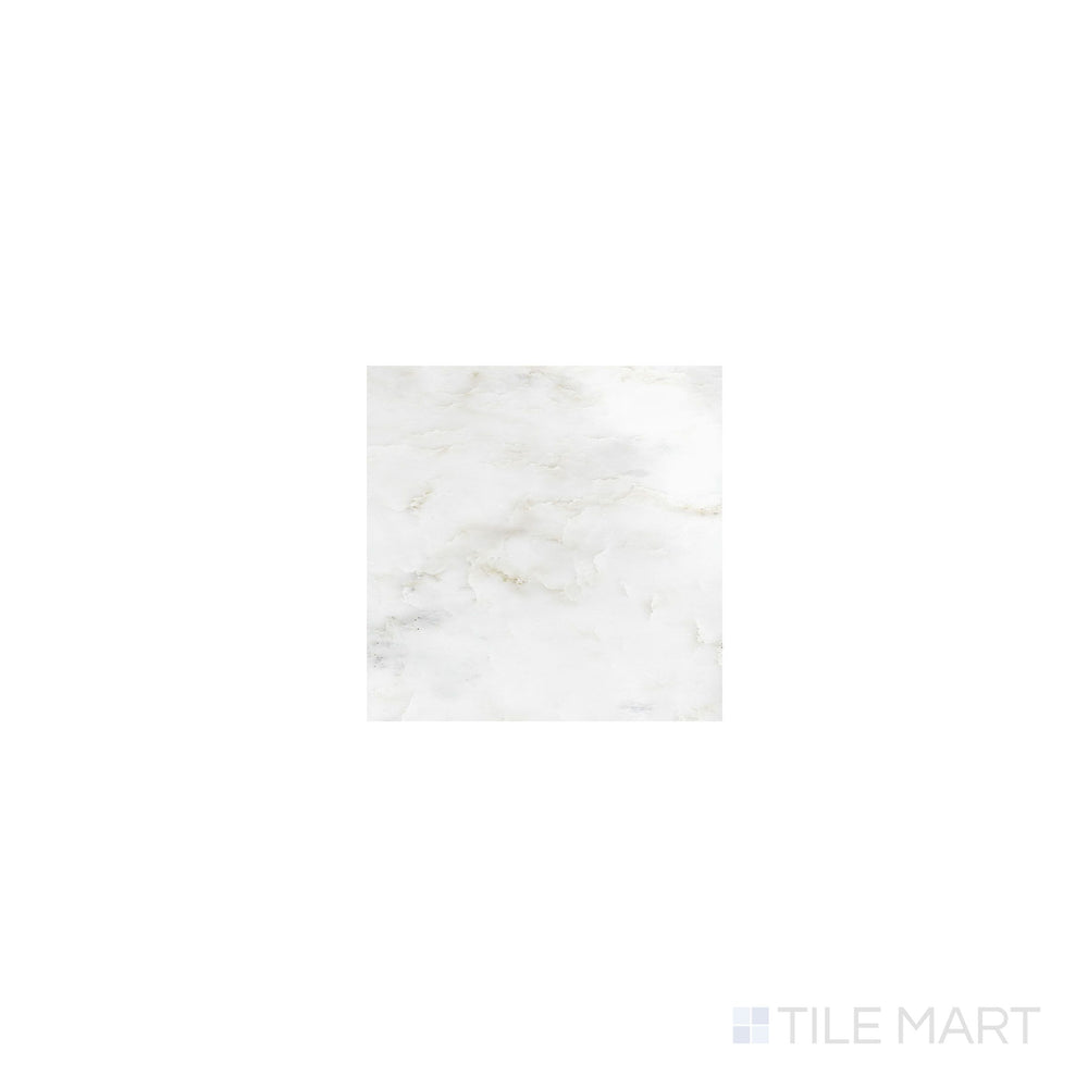 An up-close look at Oriental White Marble 4X4 Polished, displaying its glossy finish that enhances the natural beauty of the stone.