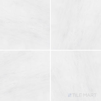 Overhead image of Oriental White Marble 12x12 honed tile, offering a classic square format with a refined honed finish.