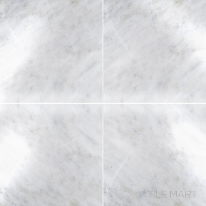 Top-view photo of Oriental White Marble 18x18 polished tile, featuring a glossy finish that enhances its luxurious appeal.