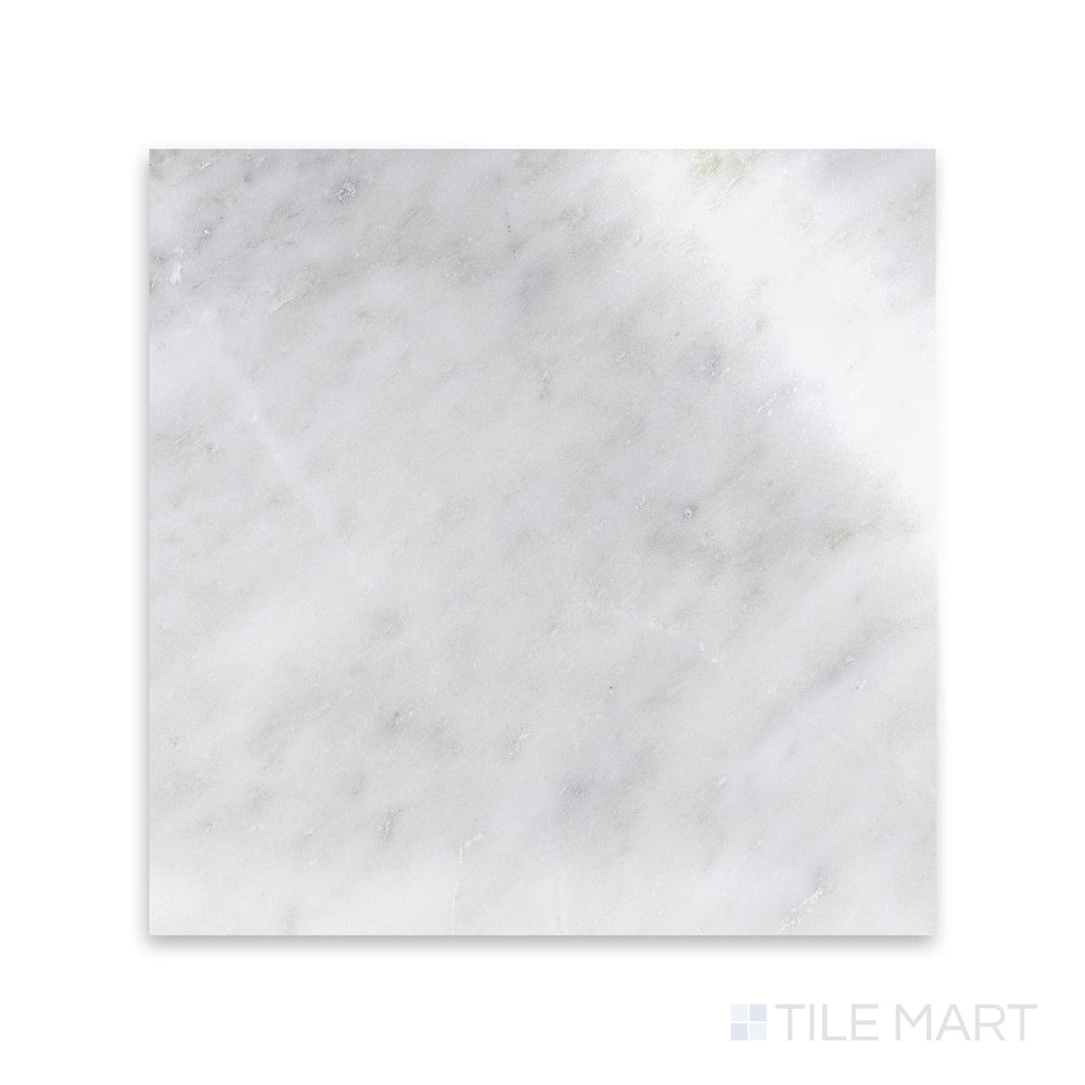 A refined close-up of Oriental White Marble 18X18 Polished, illustrating its luxurious finish and classic white marble look.