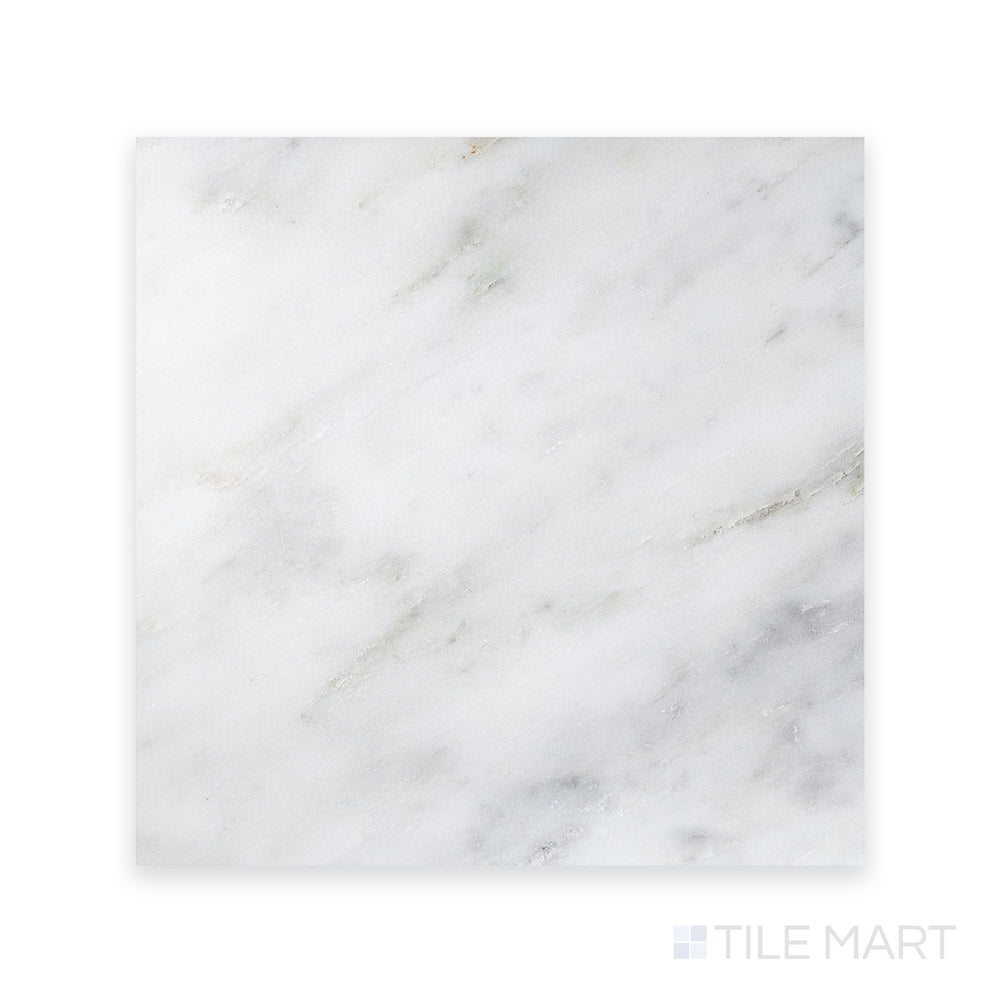 A smooth close-up view of Oriental White Marble 24X24 Honed, featuring its expansive surface with a soft, muted texture.