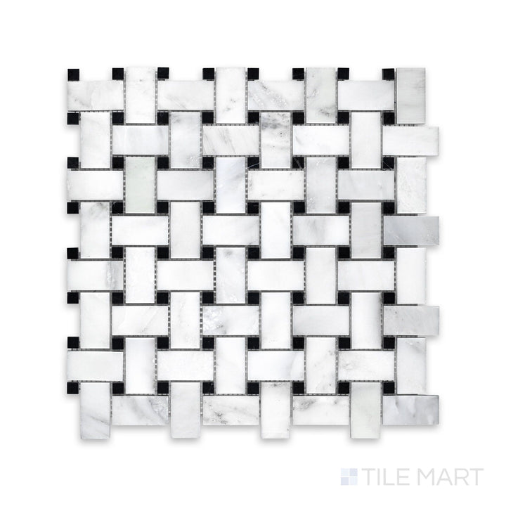 Intricate detailing of Oriental White Marble 3" Lantern/Arabesque Polished Mosaic, reflecting its classic design and high-shine surface.