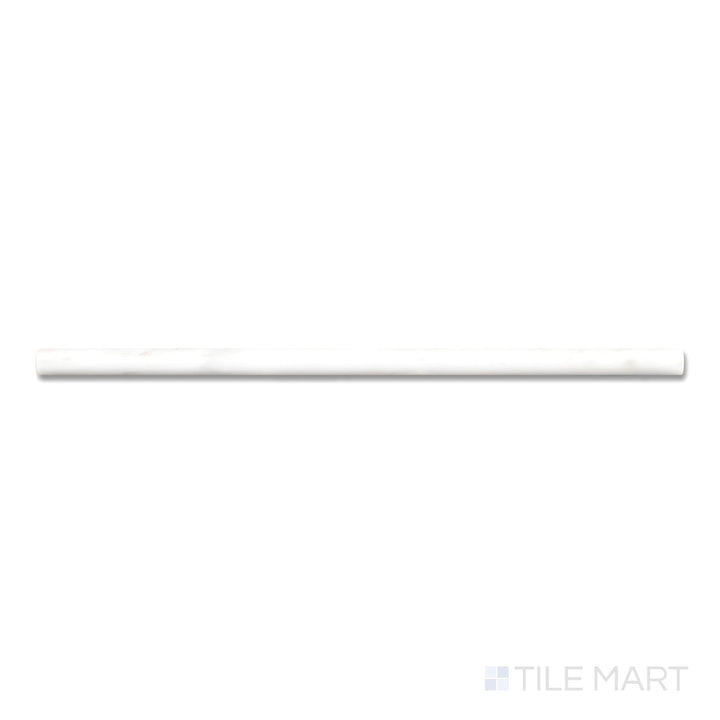 Top-down image of Oriental White Marble 0.5x12 polished mini liner, a fine marble accent strip with a reflective finish and natural white tones.