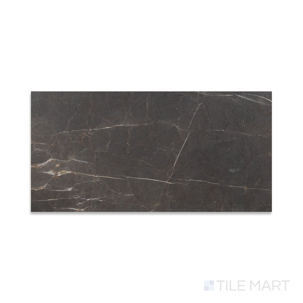 A detailed look at Graphite Marble 12X24 Honed Tile, featuring a deep charcoal tone with a soft, matte texture for a refined finish.