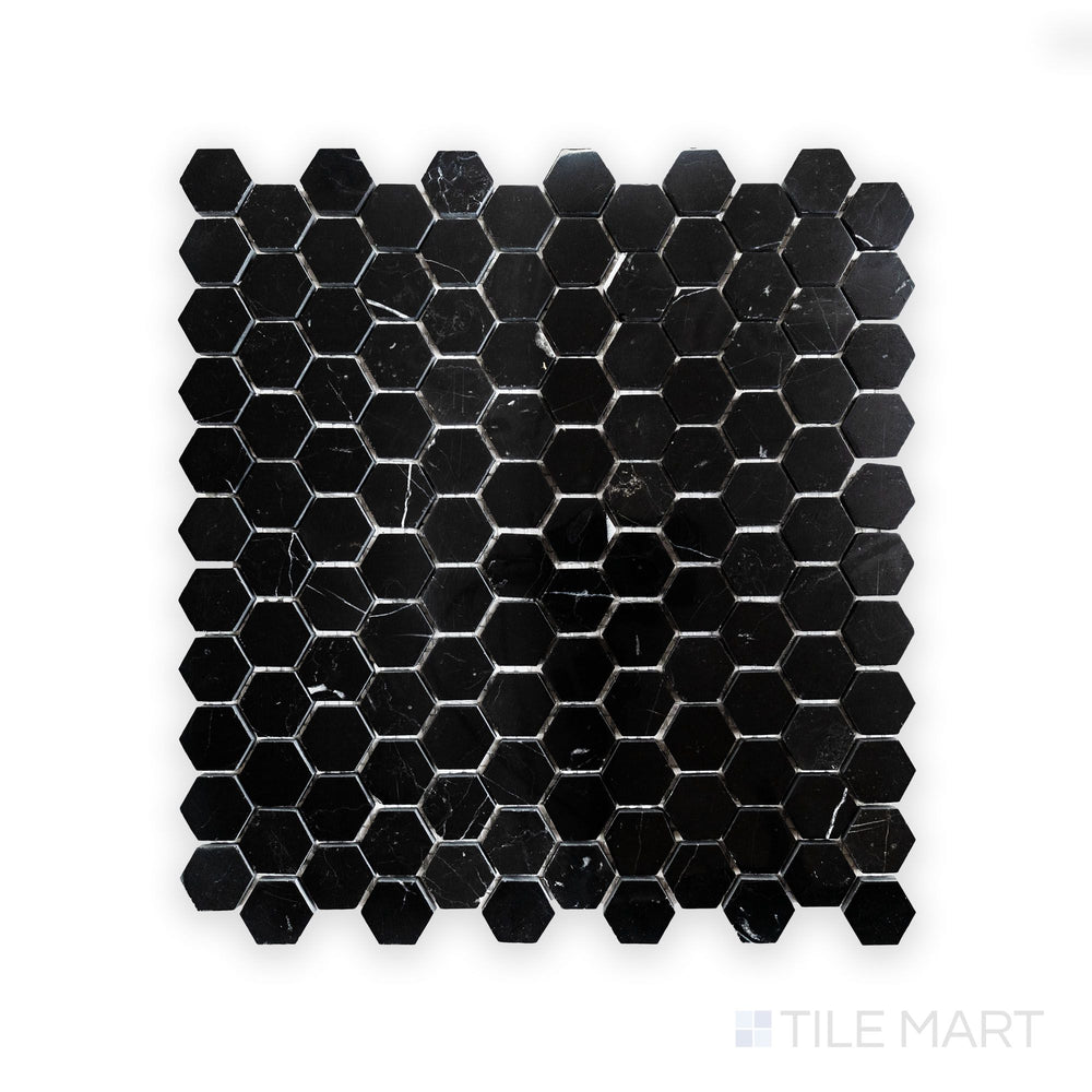 A high-resolution close-up of Negro Marquina Marble 1