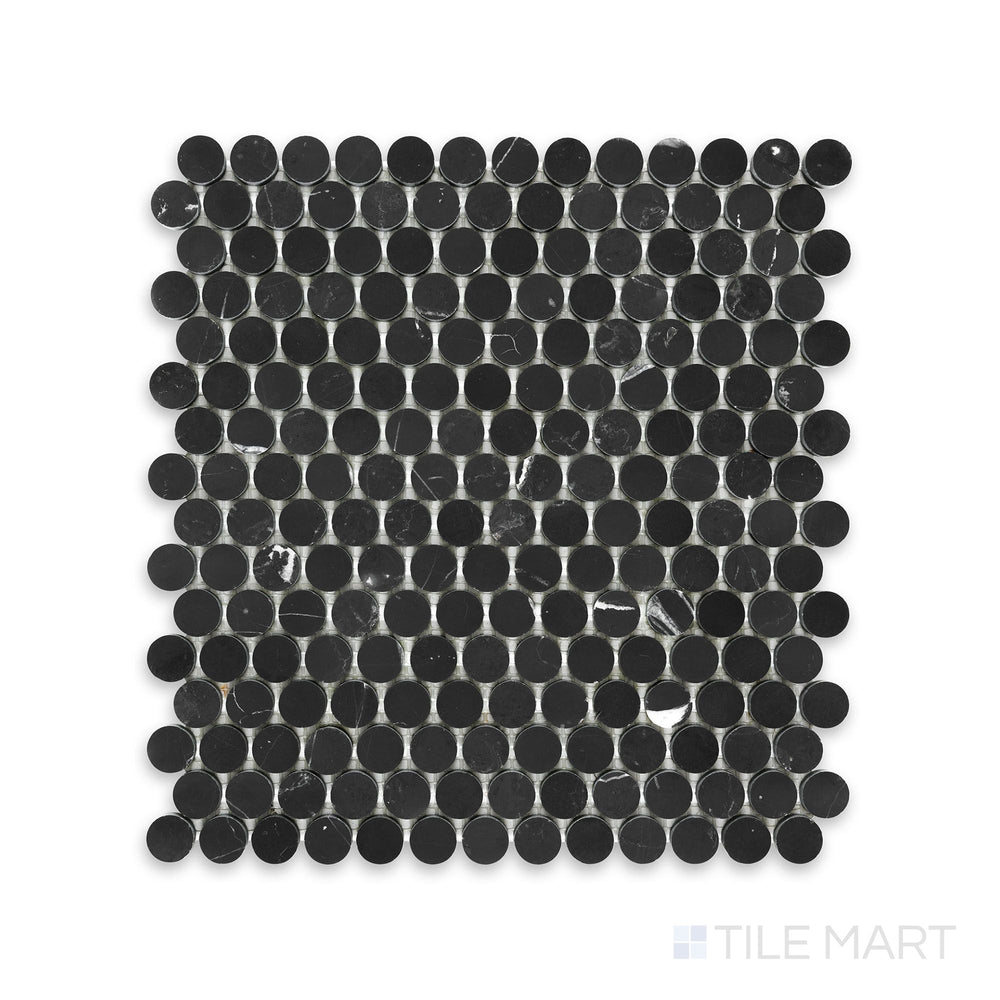 A fine-detail shot of Negro Marquina Marble 3/4