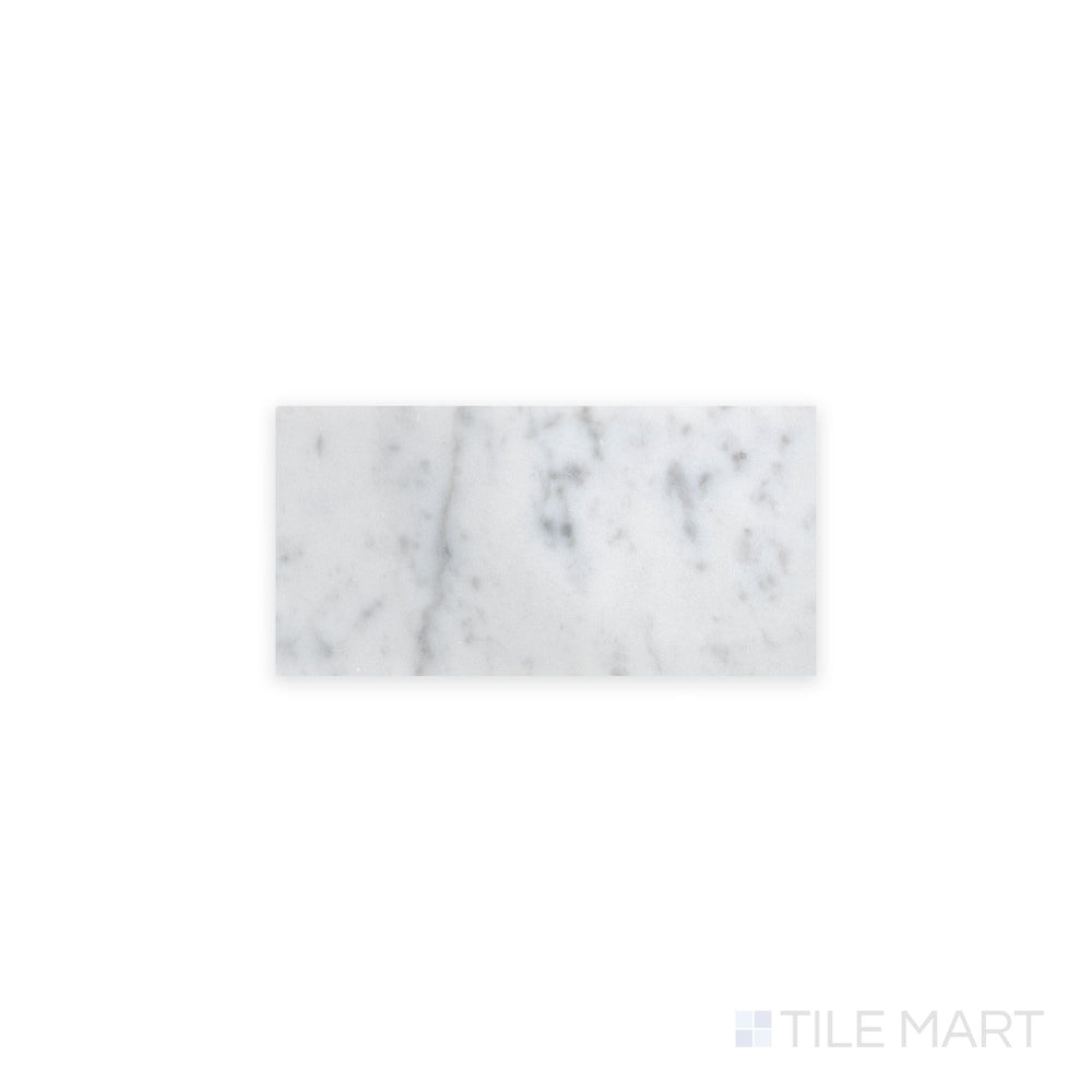 Overview of White Carrara Marble 3x6 polished tile featuring glossy marble surfaces ideal for bright, modern designs
